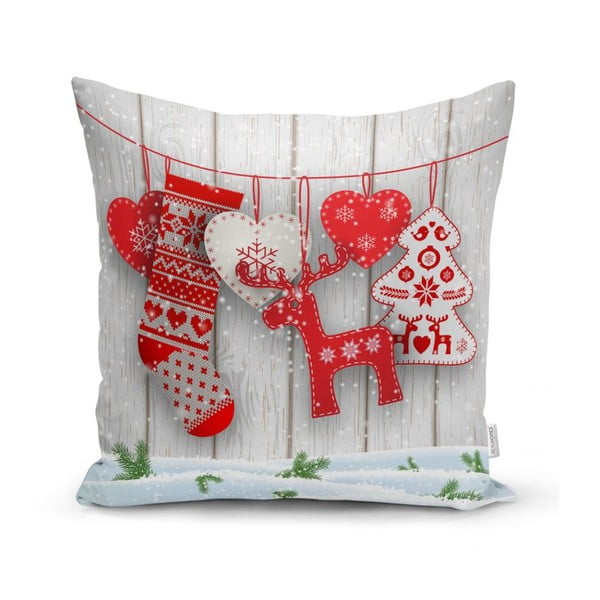 Zestaw 4 świątecznych poszewek na poduszki i bieżnika Minimalist Cushion Covers Snowflakes-image-2