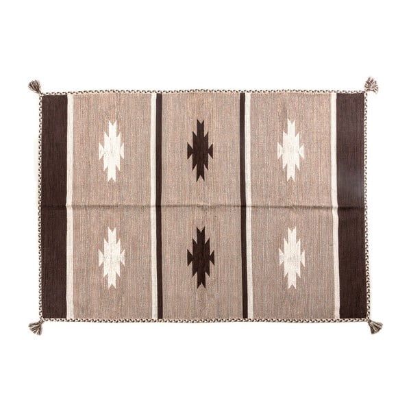 Beżowo-brązowy dywan ręcznie tkany Navaei & Co Kalush Kilim 115, 200x140 cm