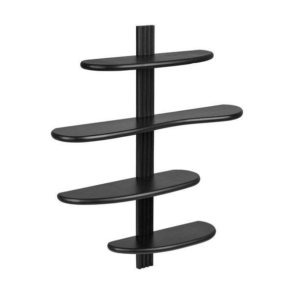 Czarna wielopoziomowa półka z litego drewna dębowego 80 cm Aliano – House Nordic