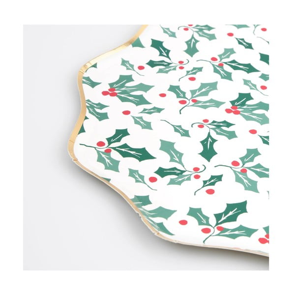 Papierowe jednorazowe tacki zestaw 8 szt. Holly Pattern – Meri Meri-image-1