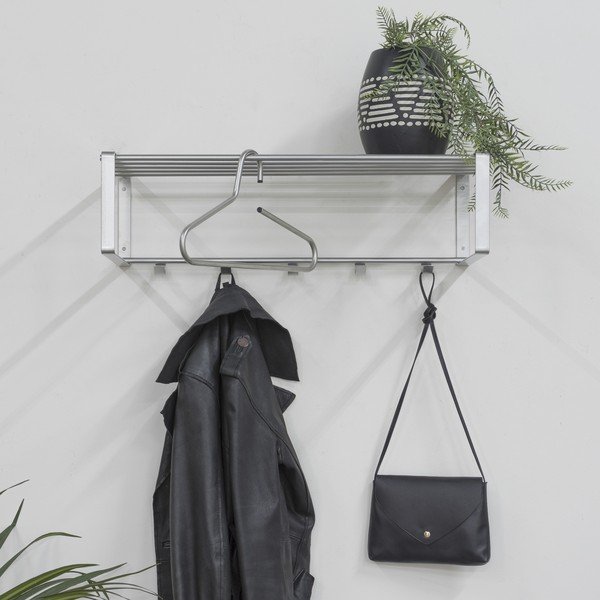 Metalowy wieszak ścienny w kolorze srebra z półką 70 cm Rex – Spinder Design-image-1