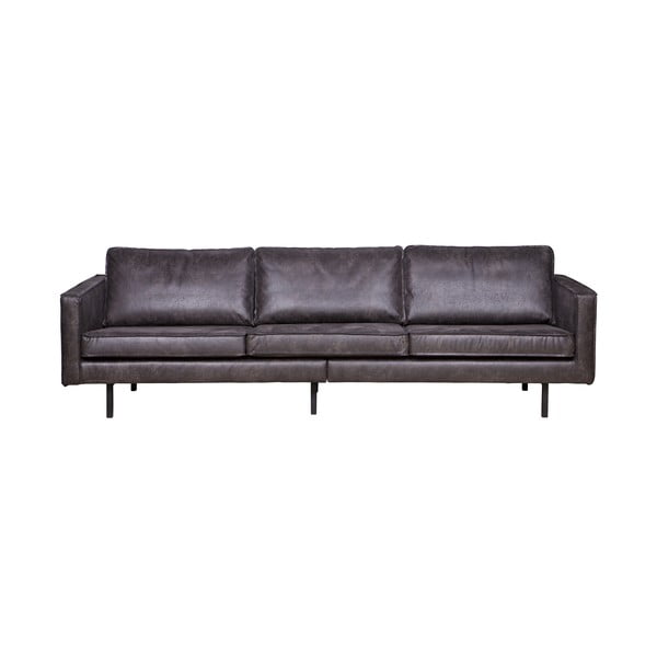 Czarna sofa z obiciem ze skóry z recyklingu BePureHome Rodeo, 277 cm