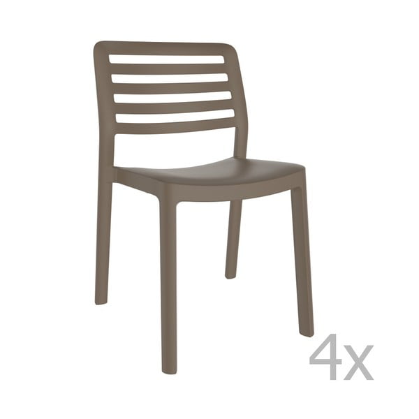 Zestaw 4 czekoladowobrązowych krzeseł ogrodowych Resol Wind