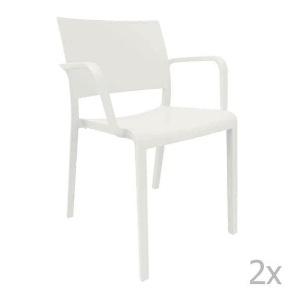 Zestaw 2 białych krzeseł ogrodowych z podłokietnikami Resol Fiona