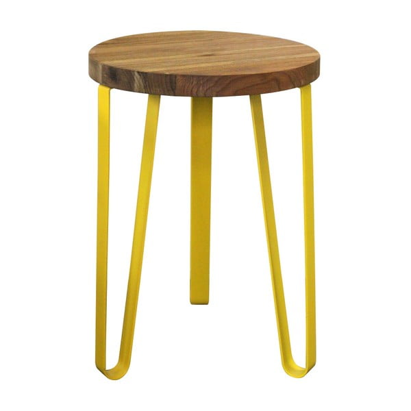 Stolik z żółtymi nogami z drewna wiązu i metalu Red Cartel Sandy