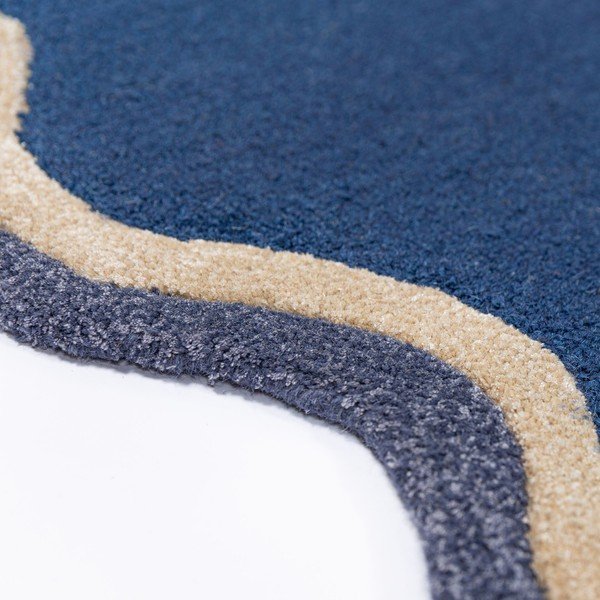 Ciemnoniebieski dywan z mieszanki wełny tkany ręcznie 160x230 cm Rivo Wool – Flair Rugs-image-4