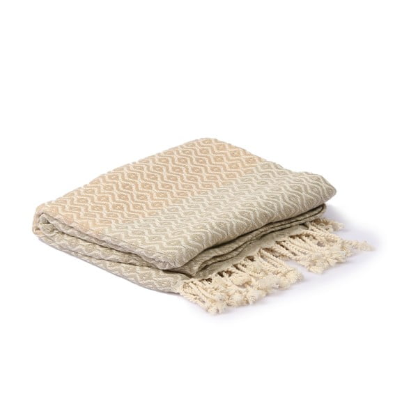 Szaro-beżowy ręcznik hammam Spa Time Dot, 95x180 cm
