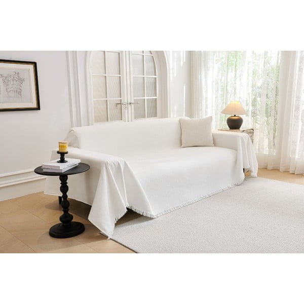 Biały pokrowiec na sofę 3-osobowy Talo – Filumi-image-1