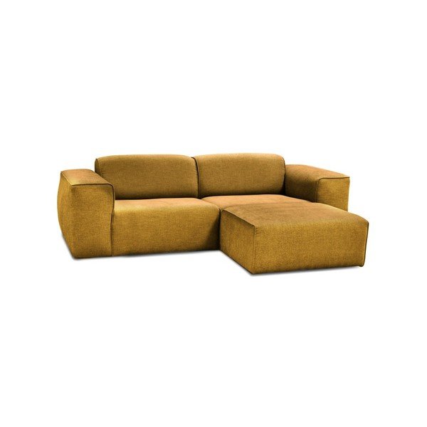 Żółta sofa 3-osobowaz pufem Cosmopolitan Design Phoenix-image-1
