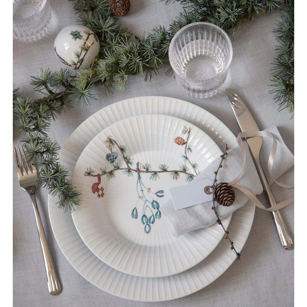 Biały głęboki porcelanowy talerz ze świątecznym motywem ø 21 cm Hammershøi Christmas – Kähler Design-image-1
