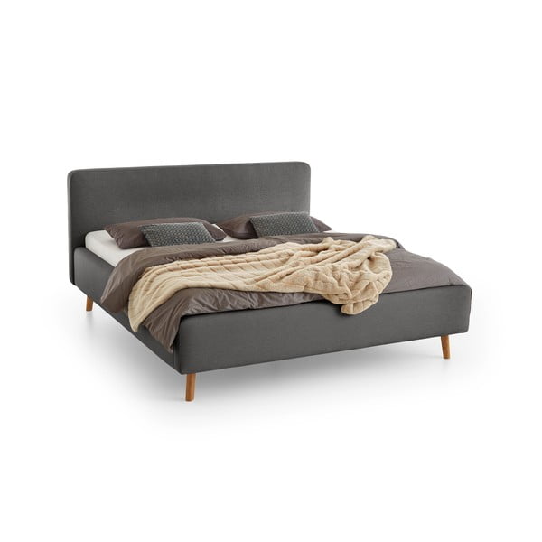 Ciemnoszare tapicerowane łóżko jednoosobowe bez stelaża 120x200 cm Mattis – Meise Möbel-image-2