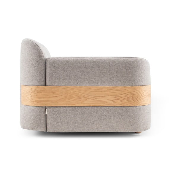 Jasnoszary moduł sofy (prawostronny) z wełny i lnu Hugg – Gazzda-image-2