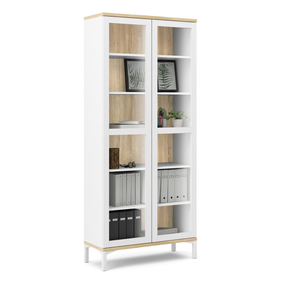 Biało-naturalna witryna w dekorze dębu 89x203x36 cm Roomers – Tvilum (zdjęcie 11)