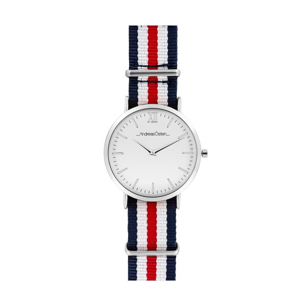Zegarek męski z niebiesko-czerwono-białym paskiem Andreas Östen Trico II