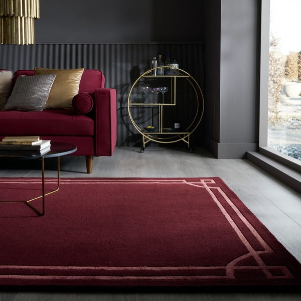 Bordowy wełniany dywan tkany ręcznie 160x230 cm Gatsby – Flair Rugs-image-1