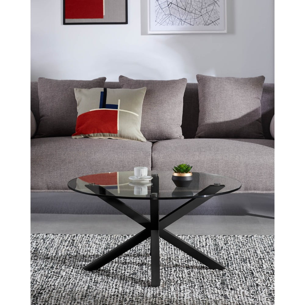 Czarny okrągły stolik ze szklanym blatem ø 82 cm Argo – Kave Home (zdjęcie 3)