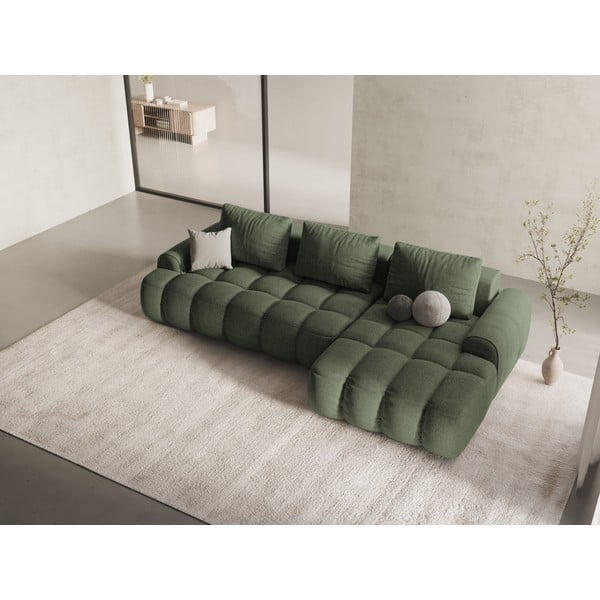 Zielony rozkładany/ze schowkiem narożnik (prawostronny/z szezlongiem) Linz – Cosmopolitan Design-image-1