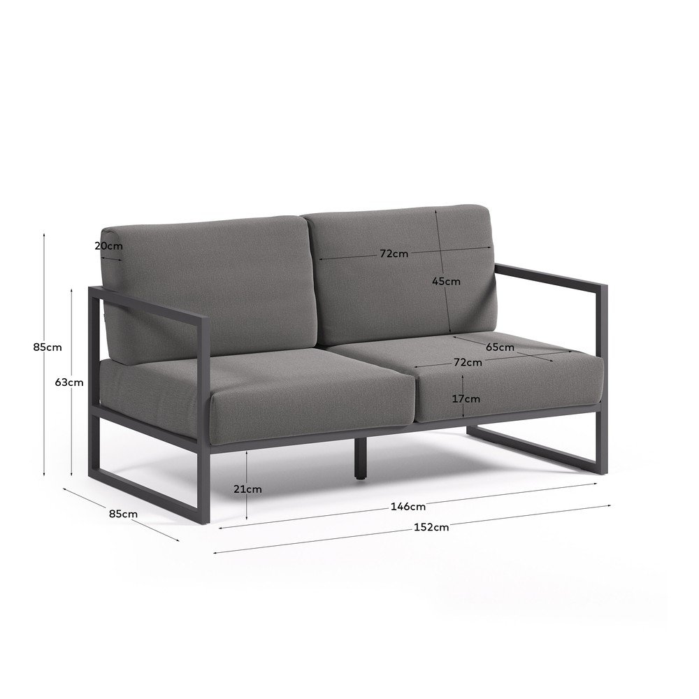 Ciemnoszara aluminiowa sofa ogrodowa Comova – Kave Home (zdjęcie 3)