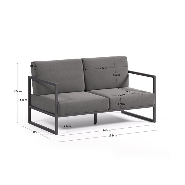 Ciemnoszara aluminiowa sofa ogrodowa Comova – Kave Home-image-2