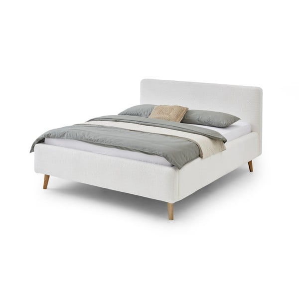 Białe tapicerowane łóżko dwuosobowe 180x200 cm Mattis – Meise Möbel