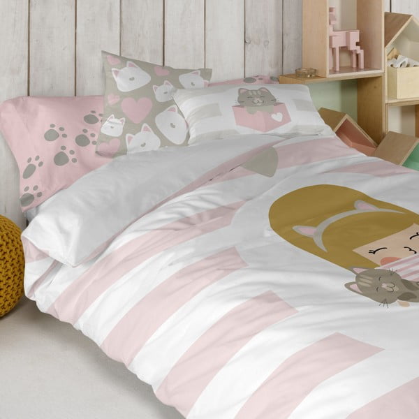 Poszewka na poduszkę z czystej bawełny Happynois Kitty, 50x30 cm-image-1