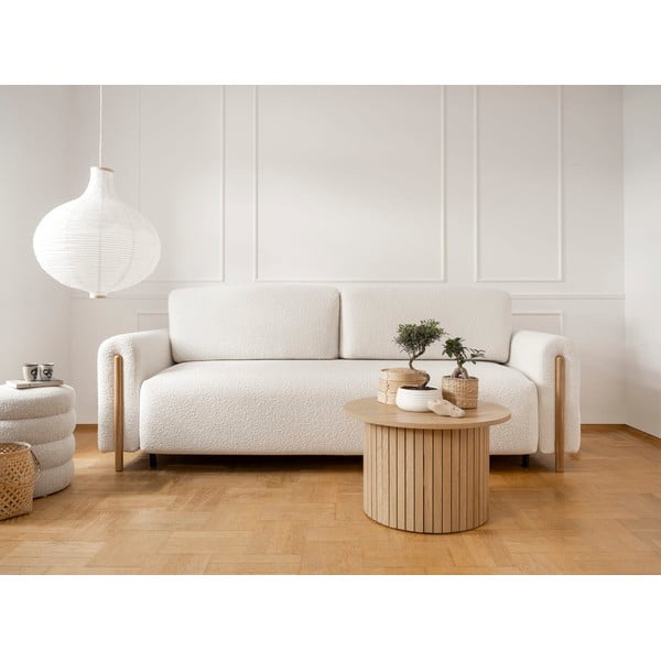 Rozkładana/ze schowkiem sofa z materiału bouclé w kolorze kości słoniowej 244 cm Arcadova – ELTAP-image-1