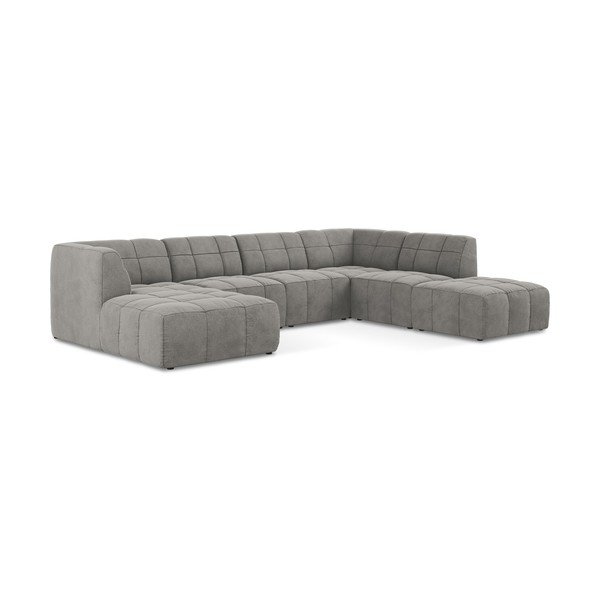 Szary aksamitny narożnik (w kształcie litery U) Aloha – Makamii-image-2