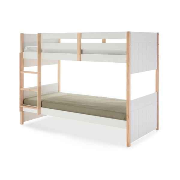 Białe łóżko piętrowe dla dzieci z drewna sosnowego Marckeric Kiara, 90x190 cm-image-2