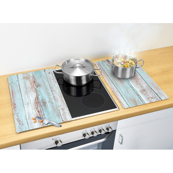 Płyty ochronne na kuchenkę ze szkła hartowanego zestaw 2 szt.  52x30 cm Blue Wood – Allstar-image-1