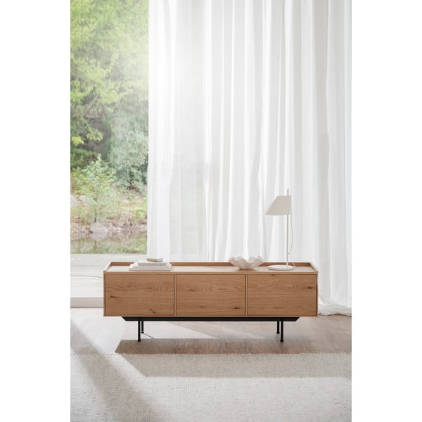 Naturalna szafka pod TV w dekorze dębu 160x56 cm Brewerton – Rowico-image-1