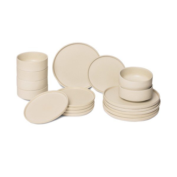 18-częściowy zestaw kremowych naczyń z kamionki Bonami Selection Malia