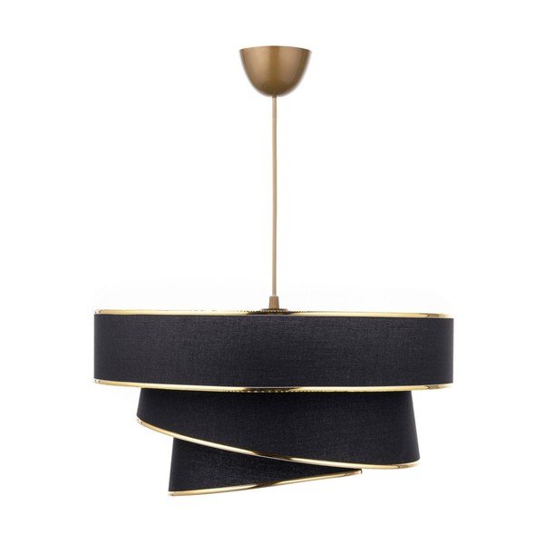 Lampa wisząca w czarno-złotym kolorze z tekstylnym kloszem ø 40 cm Couper – Opviq lights