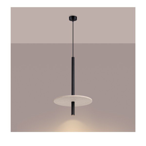 Czarna/beżowa metalowa lampa wisząca ø 30 cm Rilu – Sollux-image-2