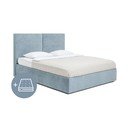 Niebieskie tapicerowane łóżko dwuosobowe ze schowkiem z materacem i stelażem 180x200 cm Thessa Bold – Bonami Selection