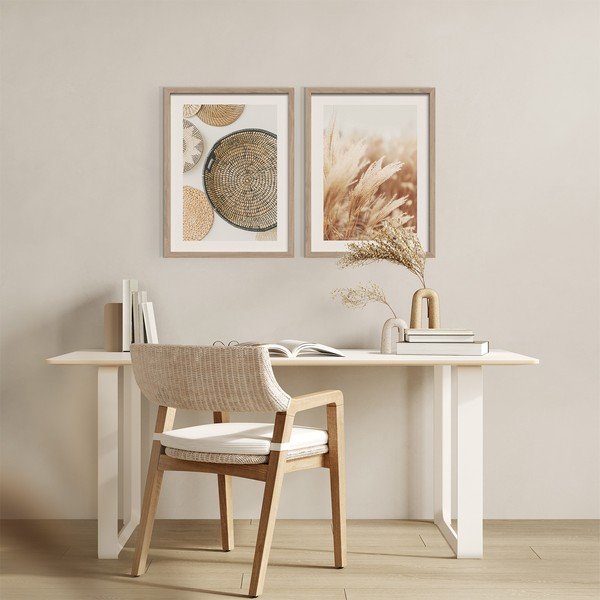 Obrazy zestaw 2 szt. drukowane z ramą w zestawie 30x40 cm Full Beige – Styler-image-1