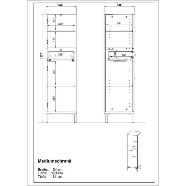 Szarobeżowa szafka łazienkowa w dekorze orzecha 34x123 cm Yonkers – Germania-image-4