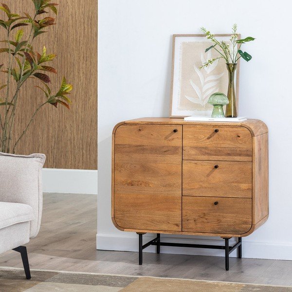 Brązowa komoda z litego drewna mango 80x80x40 cm Kaya – Ixia-image-1