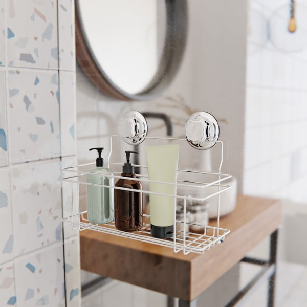 Samoprzylepna metalowa półka łazienkowa w kolorze srebra Bestlock Bath – Compactor-image-1