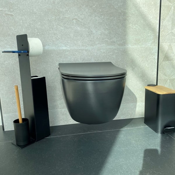 Stalowy kosz na śmieci z pedałem w kolorze matowej czerni 5 l   Erik – Spirella-image-2