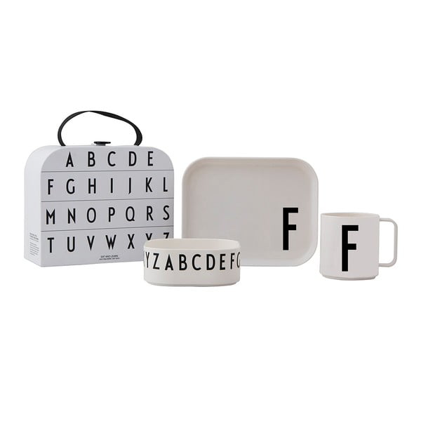 3-częściowy zestaw naczyń dla dzieci z kuferkiem Design Letters Classics F