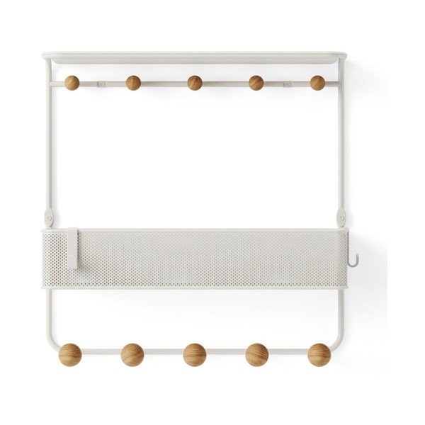 Biały metalowy wieszak ścienny z półką Estique – Umbra