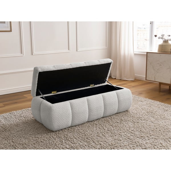 Jasnoszara  ławka z materiału bouclé – Bobochic Paris-image-4