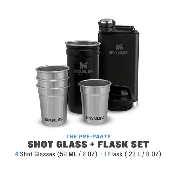 Czarny zestaw piersiówki i kieliszków 6 szt. ze stali nierdzewnej 250 ml Adventure Black – Stanley-image-2
