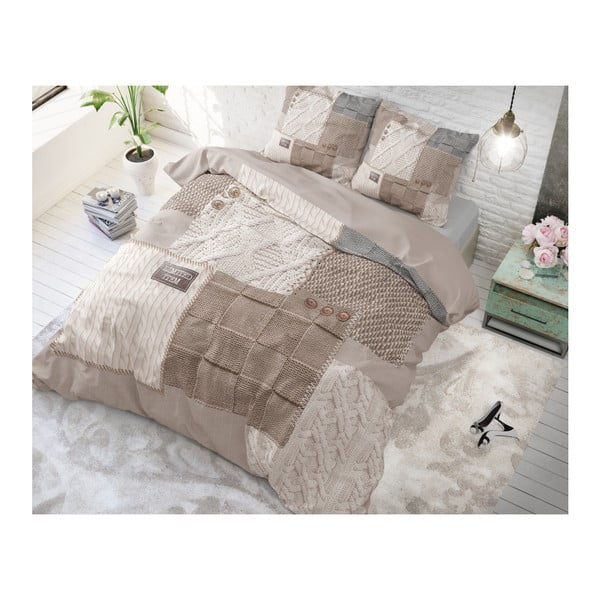 Bawełniana pościel jednoosobowa Sleeptime Knitted Home, 140x220 cm