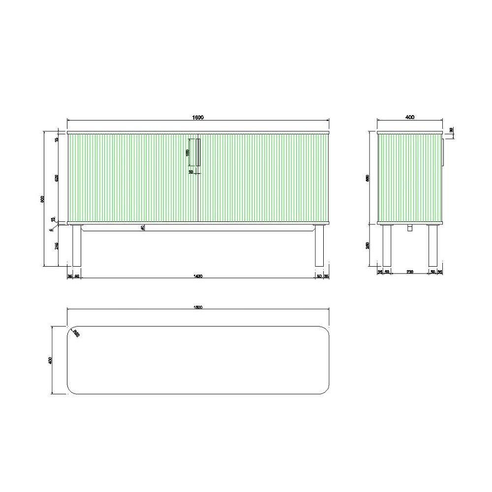 Niska komoda w dekorze dębu z drzwiami przesuwnymi 160x80 cm Langley – Actona (zdjęcie 9)