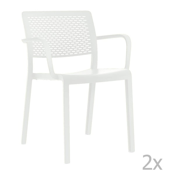 Zestaw 2 białych krzeseł ogrodowych z podłokietnikami Resol Trama