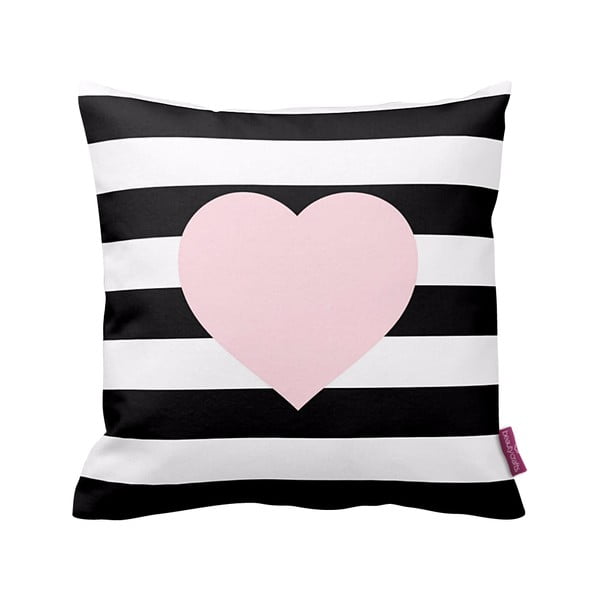 Czarno-biała poduszka Stripes Pink, 43x43 cm