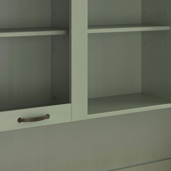 Zielona/w bursztynowym kolorze witryna z litego drewna sosnowego 127x181,5x37 cm Teramo – Støraa-image-2