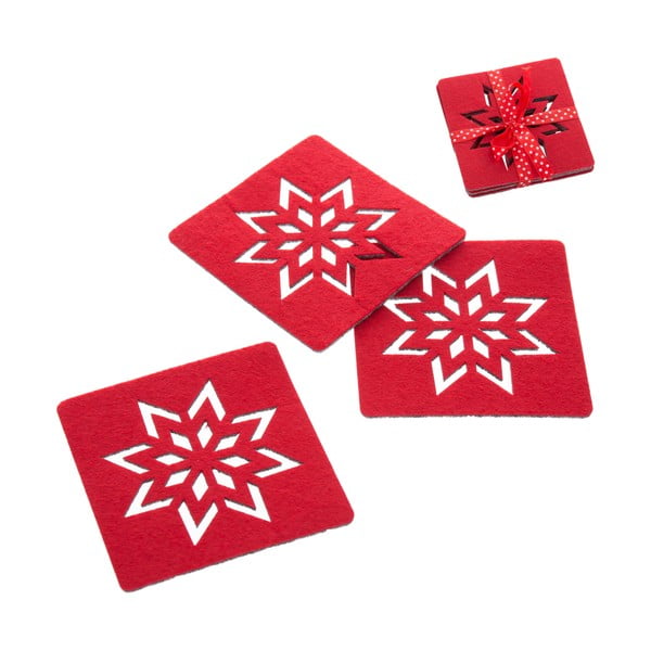 Zestaw 4 czerwonych świątecznych tacek Unimasa Star