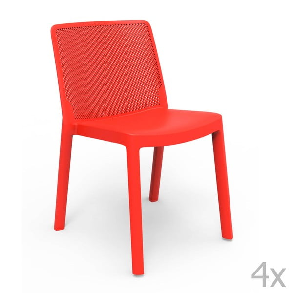 Zestaw 4 czerwonych krzeseł ogrodowych Resol Fresh